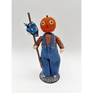 Vintage 97 Holiday Treasures Susan Sherwood‎ Signed Jack o Lantern Scarecrow 6.5